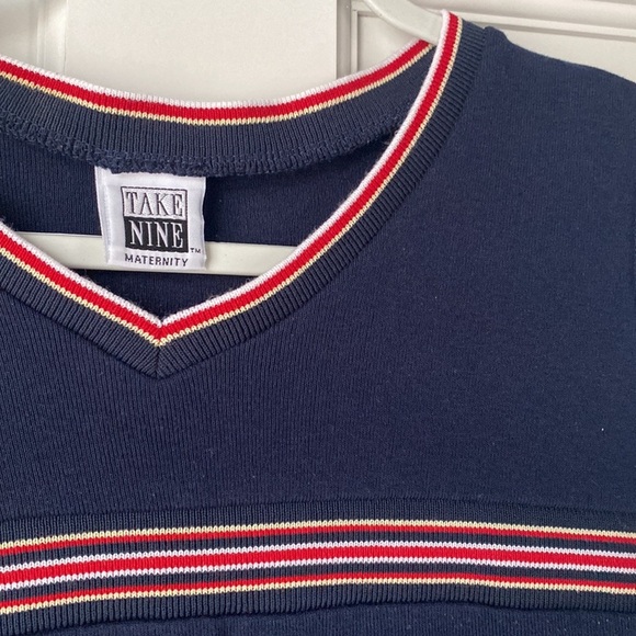 Take Nine Vintage Navy Sleeveless Tank Top with Striped Maternity - medium - Picture 2 of 5